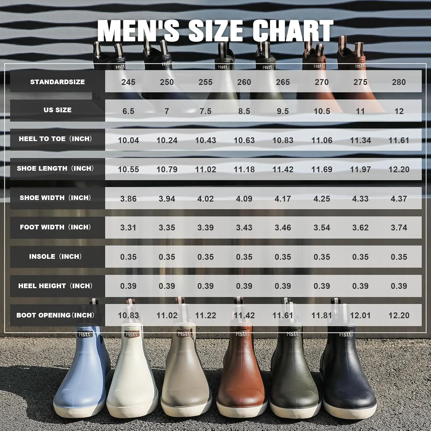 Mens Deck Boots, Deck Shoes Waterproof Rain Boots, Saltwater Fishing Ankle Boots, Non-Slip Rubber Garden Muck Boots for Gardening Boating Camping Sailing Fishing