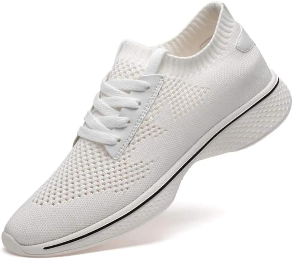 Men's Fashion Sneaker 2" (6cm) Height Increasing Elevator Shoes Lace up Soft & Flexible Removeable Taller Insoles