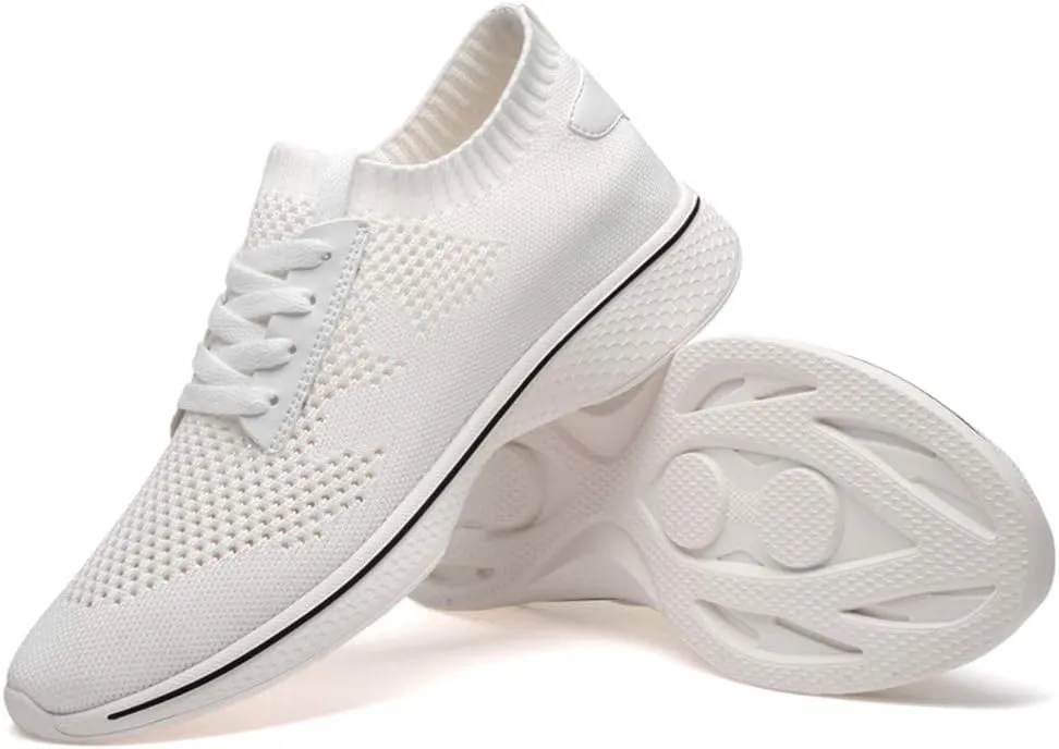 Men's Fashion Sneaker 2" (6cm) Height Increasing Elevator Shoes Lace up Soft & Flexible Removeable Taller Insoles