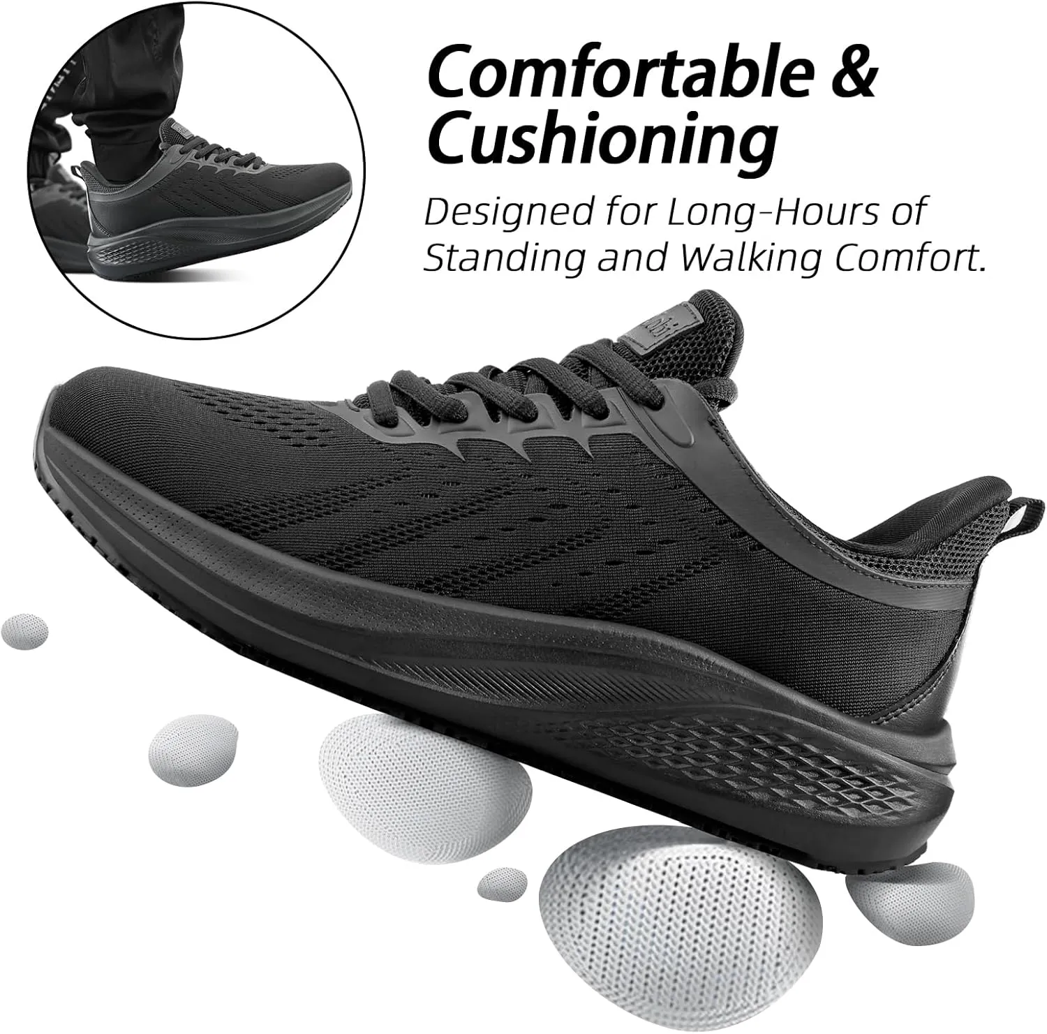 Non Slip Shoes for Men Food Service Work Shoes Restaurant Slip Resistant Hospital Walking Sneakers Breathable Lightweight Lace Up Shoes