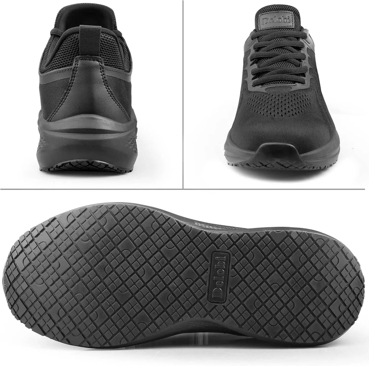 Non Slip Shoes for Men Food Service Work Shoes Restaurant Slip Resistant Hospital Walking Sneakers Breathable Lightweight Lace Up Shoes