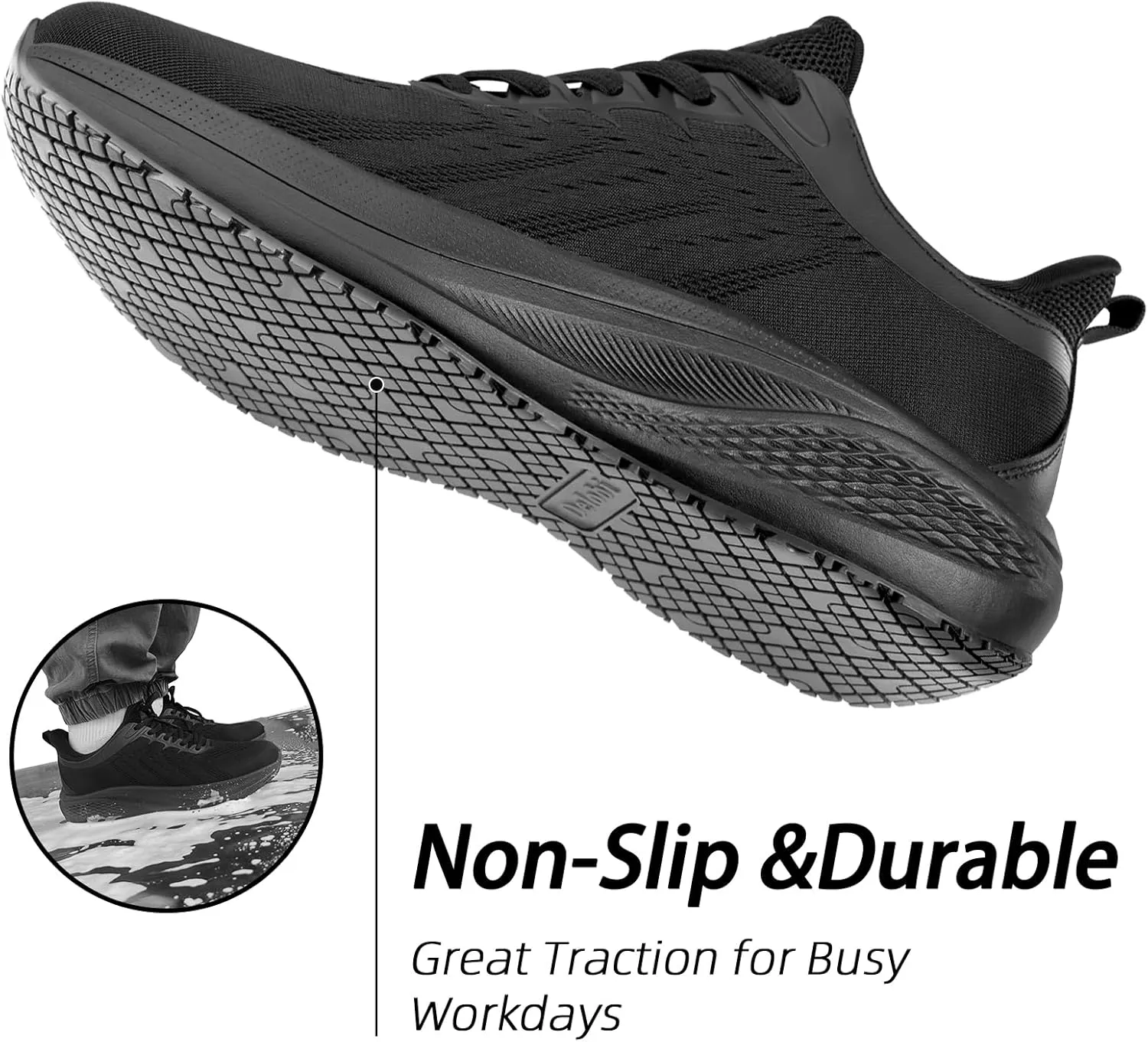 Non Slip Shoes for Men Food Service Work Shoes Restaurant Slip Resistant Hospital Walking Sneakers Breathable Lightweight Lace Up Shoes