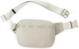 ODODOS 2L Belt Bag for Women Men, Crossbody Fanny Packs with Adjustable Strap Waist Pouch for Workout Hiking Running Travel, Light Grey