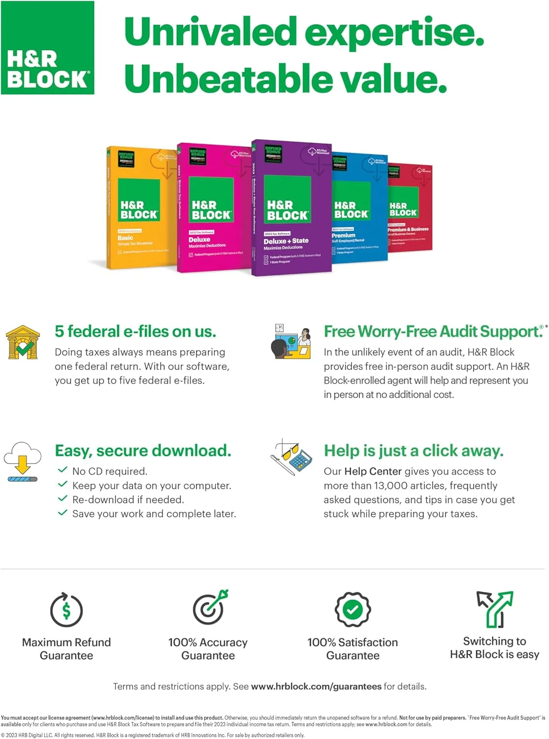 (Old Version) H&R Block Tax Software Deluxe 2023 with Refund Bonus Offer (Amazon Exclusive) (PC/MAC Download)