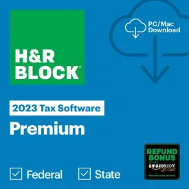 (Old Version) H&R Block Tax Software Premium 2023 with Refund Bonus Offer (Amazon Exclusive) (PC/MAC Download)