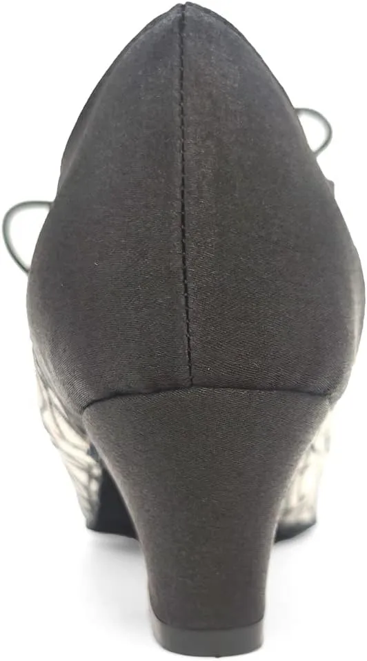 Practise Dance Shoes Black and Khak 4.5cm Woman Ballroom Shoes evk016