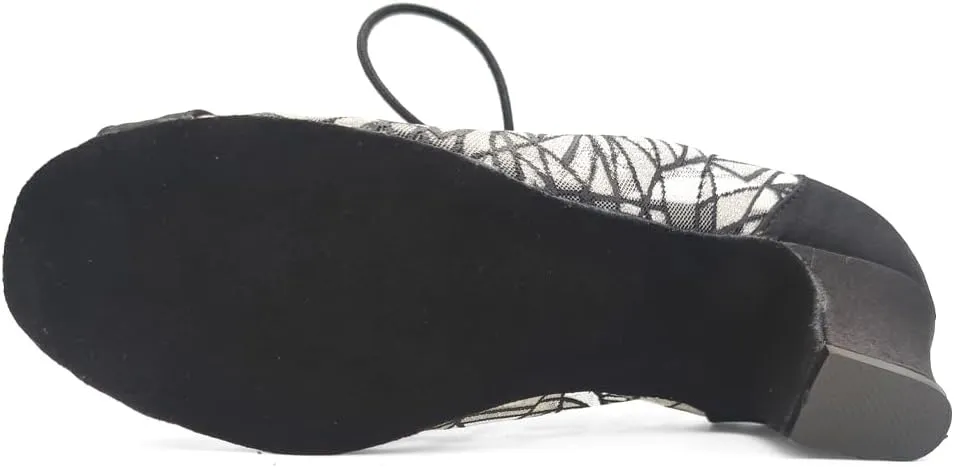 Practise Dance Shoes Black and Khak 4.5cm Woman Ballroom Shoes evk016