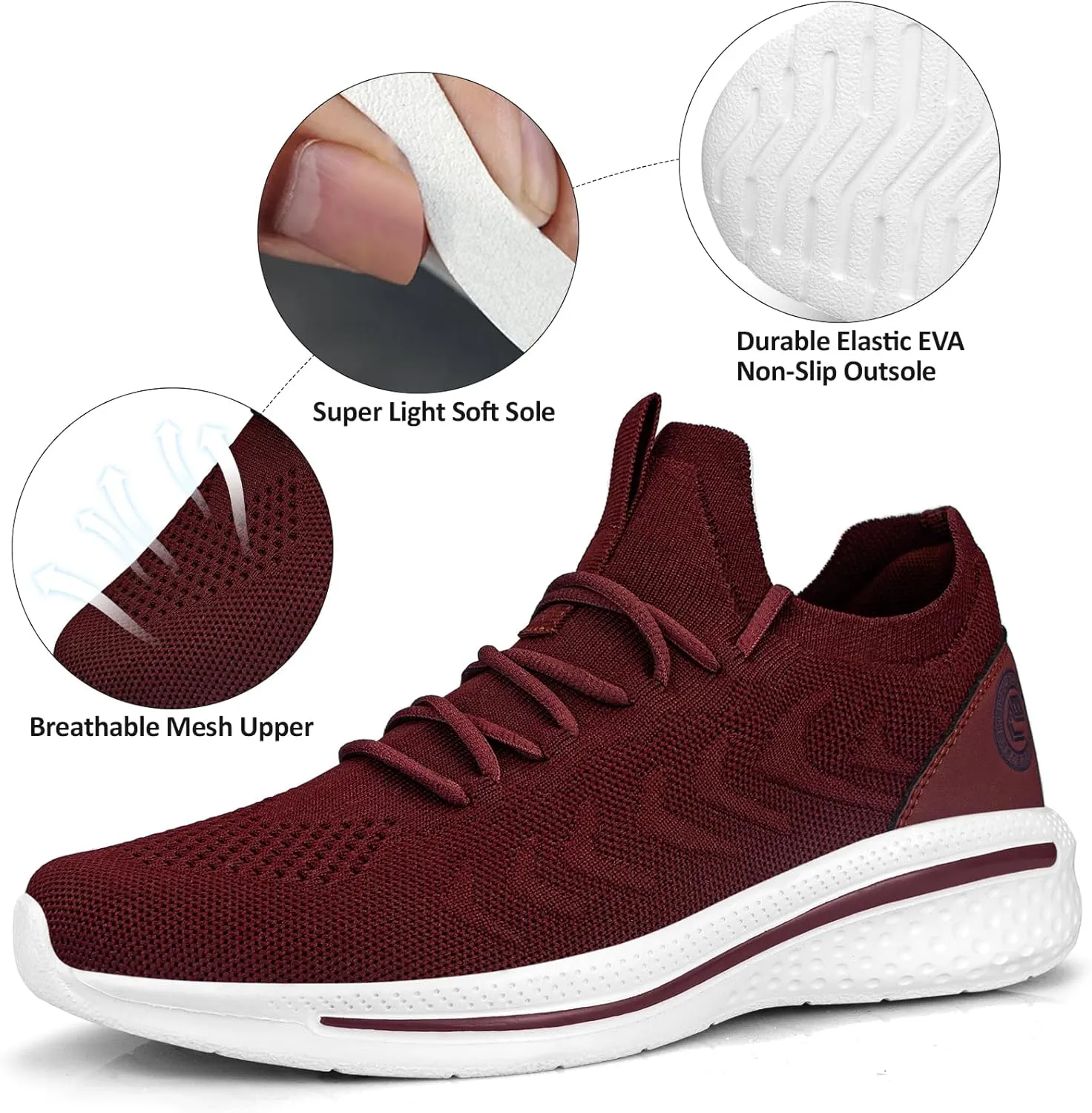 Pujcs Mens Walking Shoes Non Slip Running Shoes Breathable Slip on Sneakers Lightwight Gym Tennis Shoes for Men