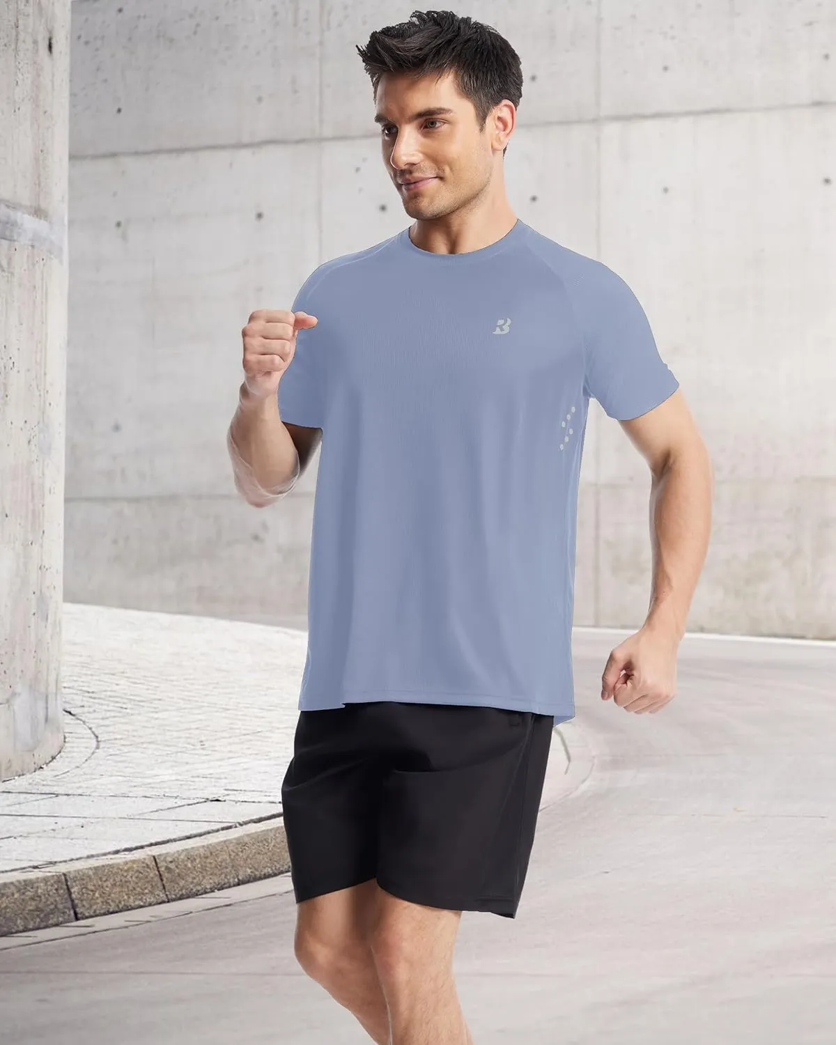 Roadbox Men's UPF 50  Swim Rash Guard, Short Sleeve UV Sun Protection Workout Athletic Shirts Quick Dry Gym Running Tee Tops