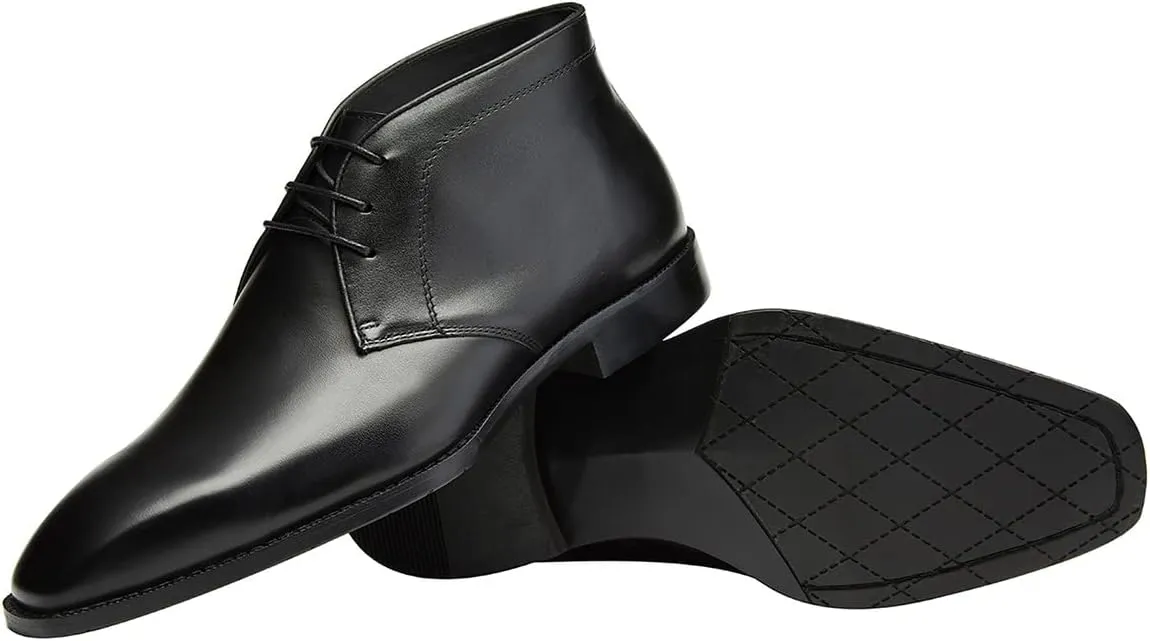 Santimon Men's Chukka Boots Leather Lace Up Classic Ankle Boots Business Casual Desert Boot