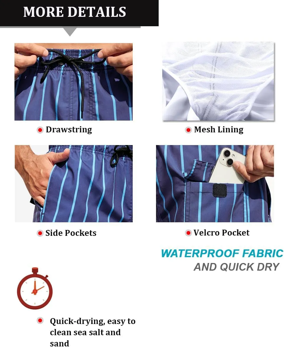 SILKWORLD Mens Swimming Trunks 5 Inch Inseam Swim Shorts Summer Bathing Suit Swimwear Beachwear with Pockets