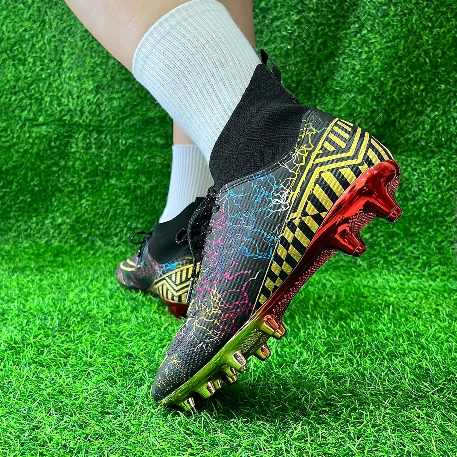 Soccer Cleats Mens Football Cleats Shoes Outdoor Youth High-Top Unisex Non-Slip Lightweight