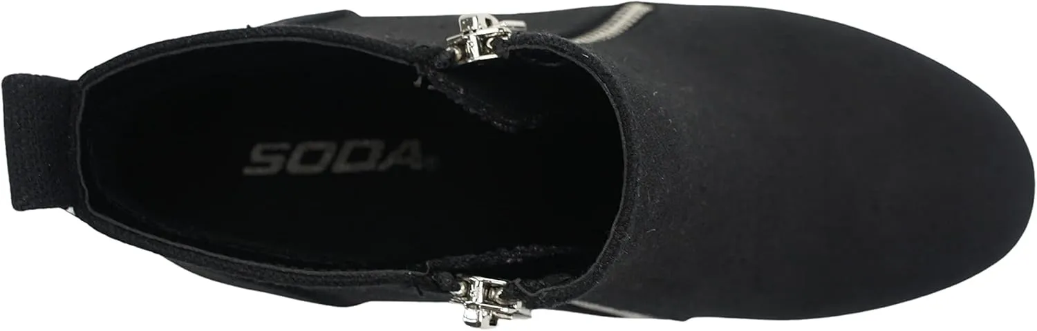 Soda Taylor Black Hidden Fashion Wedge Sneaker Shoes Side Zipper