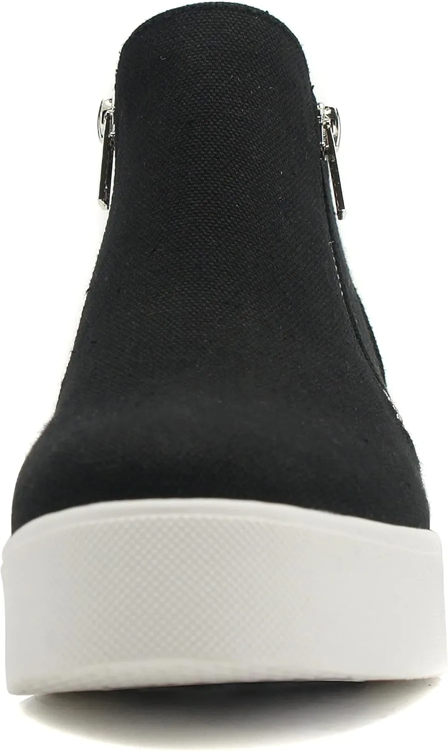 Soda Taylor Black Hidden Fashion Wedge Sneaker Shoes Side Zipper