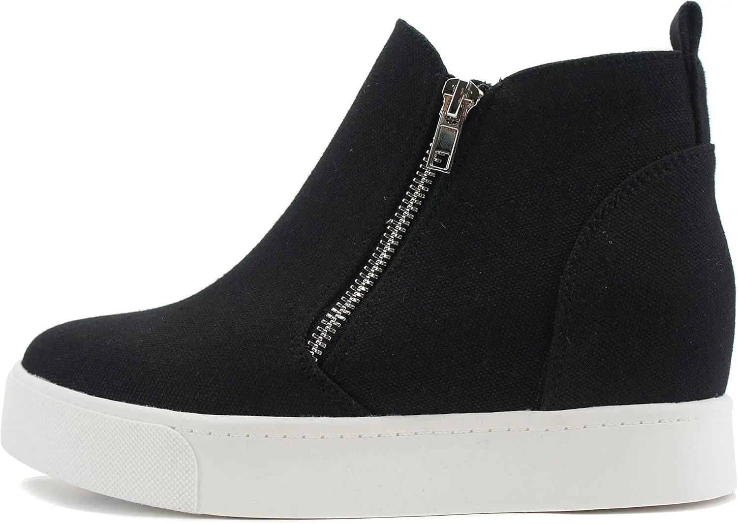 Soda Taylor Black Hidden Fashion Wedge Sneaker Shoes Side Zipper