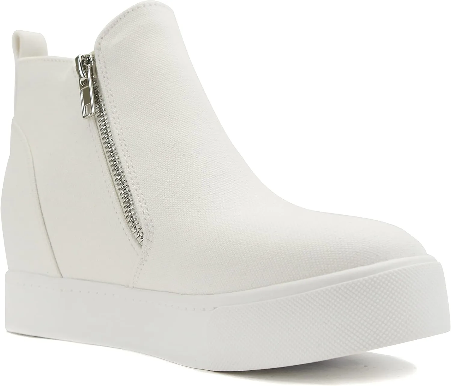 Soda Taylor Black Hidden Fashion Wedge Sneaker Shoes Side Zipper