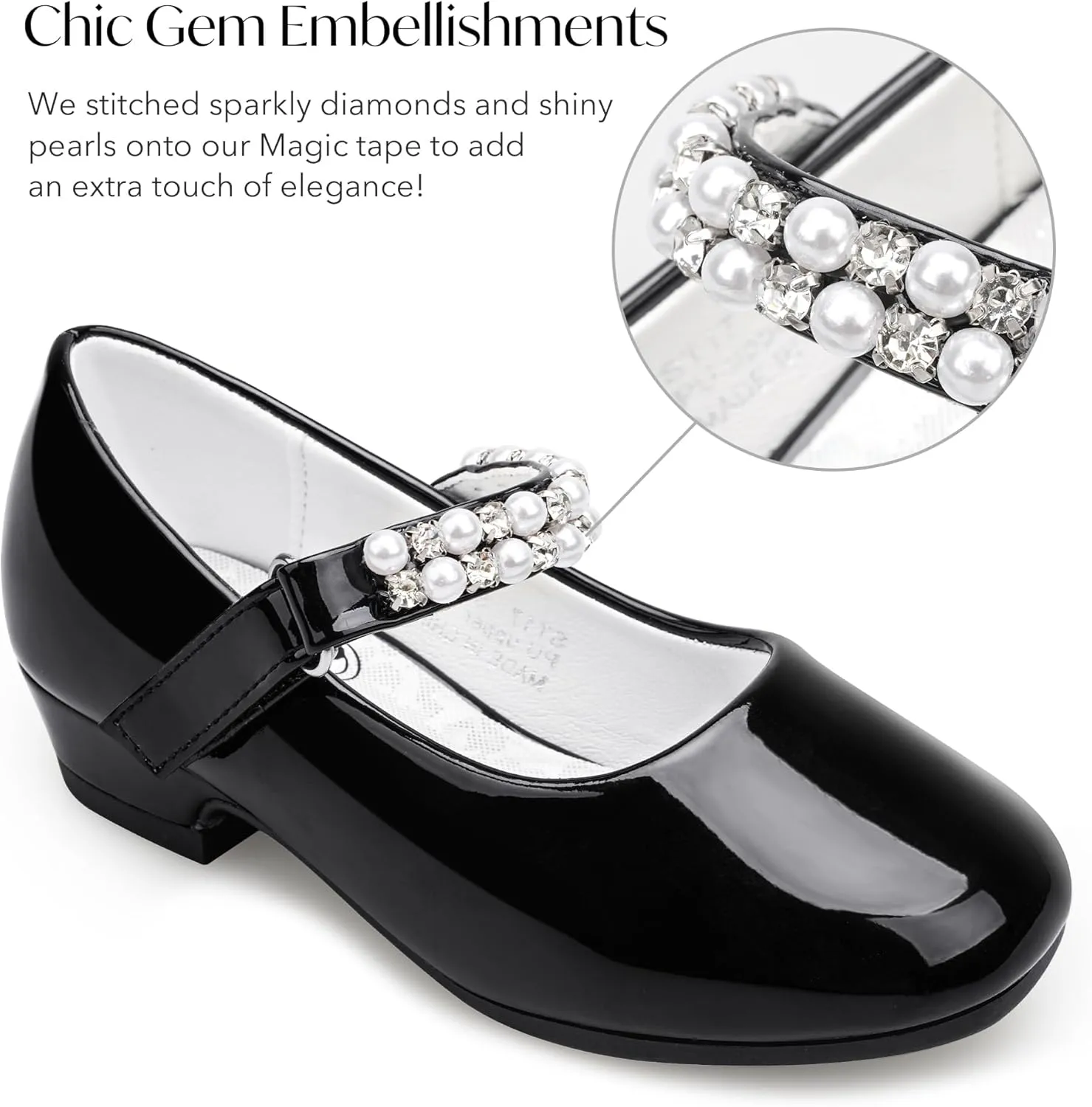 Stelle Girls Dress Shoes White Flower Girl Shoe Mary Jane Low Heels for Wedding (Toddler/Little/Big Kid)