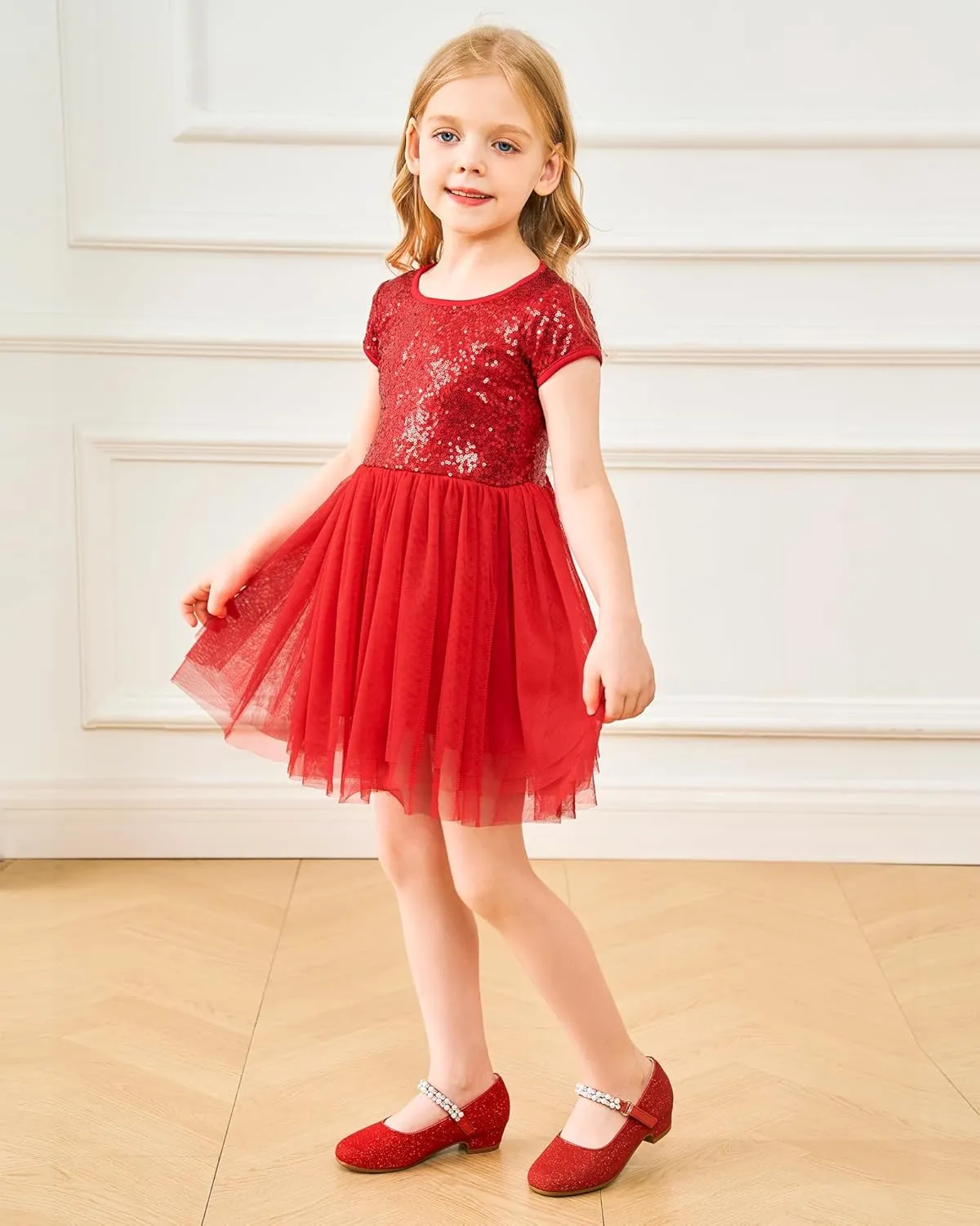Stelle Girls Dress Shoes White Flower Girl Shoe Mary Jane Low Heels for Wedding (Toddler/Little/Big Kid)