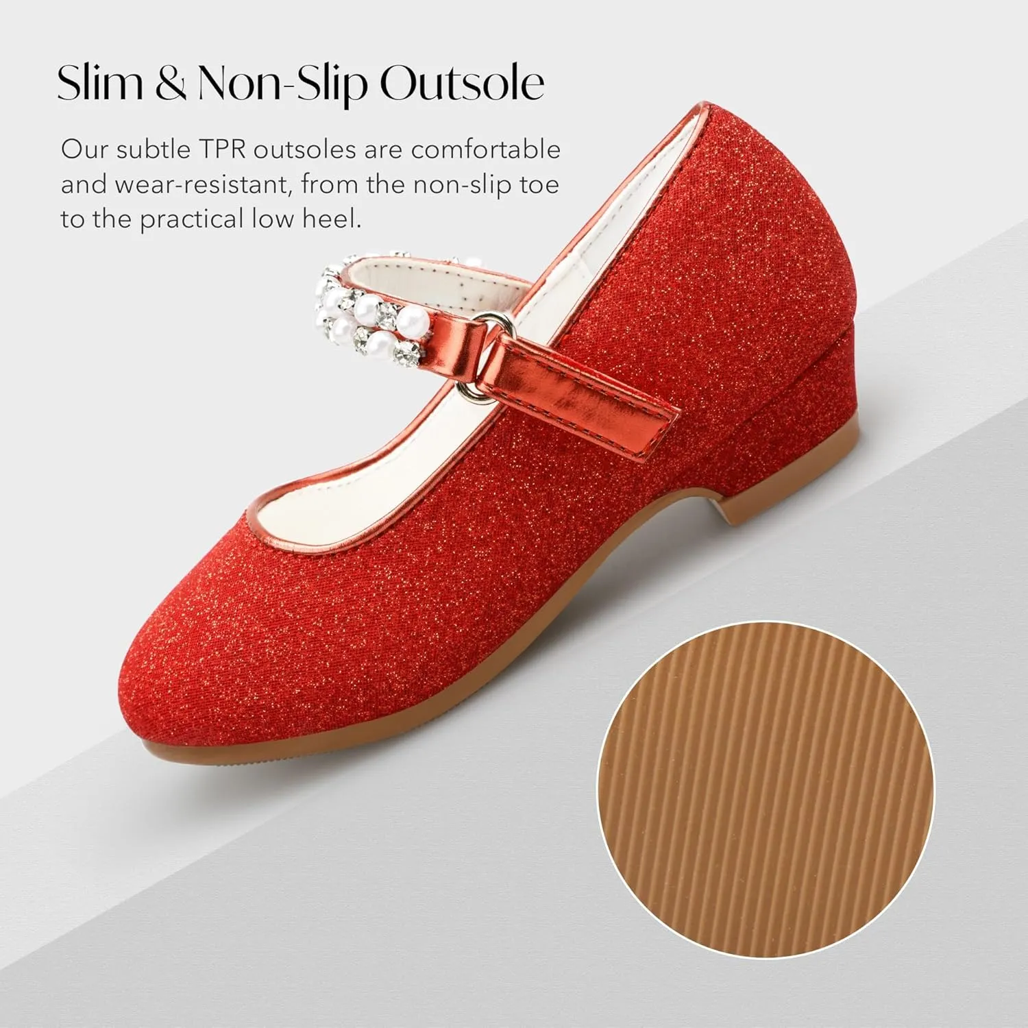 Stelle Girls Dress Shoes White Flower Girl Shoe Mary Jane Low Heels for Wedding (Toddler/Little/Big Kid)