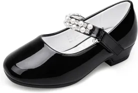 Stelle Girls Dress Shoes White Flower Girl Shoe Mary Jane Low Heels for Wedding (Toddler/Little/Big Kid)