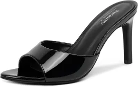 Susanny Women's Sandals Heels Mule High Heels Pointed Open Toe Sandals Sexy Slip on Heeled Summer Casual Wedding Prom Party Comfortable Dressy Shoes