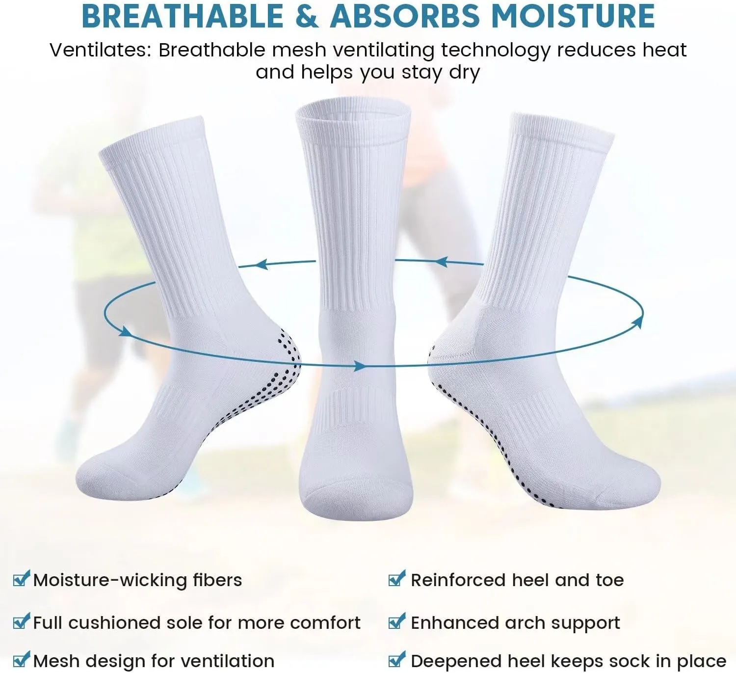TANSTC Grip Socks for Men and Women - Anti-Slip Soccer, Pilates, Yoga Non-Slip Socks