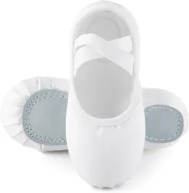 TRIPLE DEER Ballet Shoes for Girls, Satin Dance Practice Slippers Split Soft Leather Flat Sole Yoga Gymnastics Shoes (Toddler/Little/Big Kid)