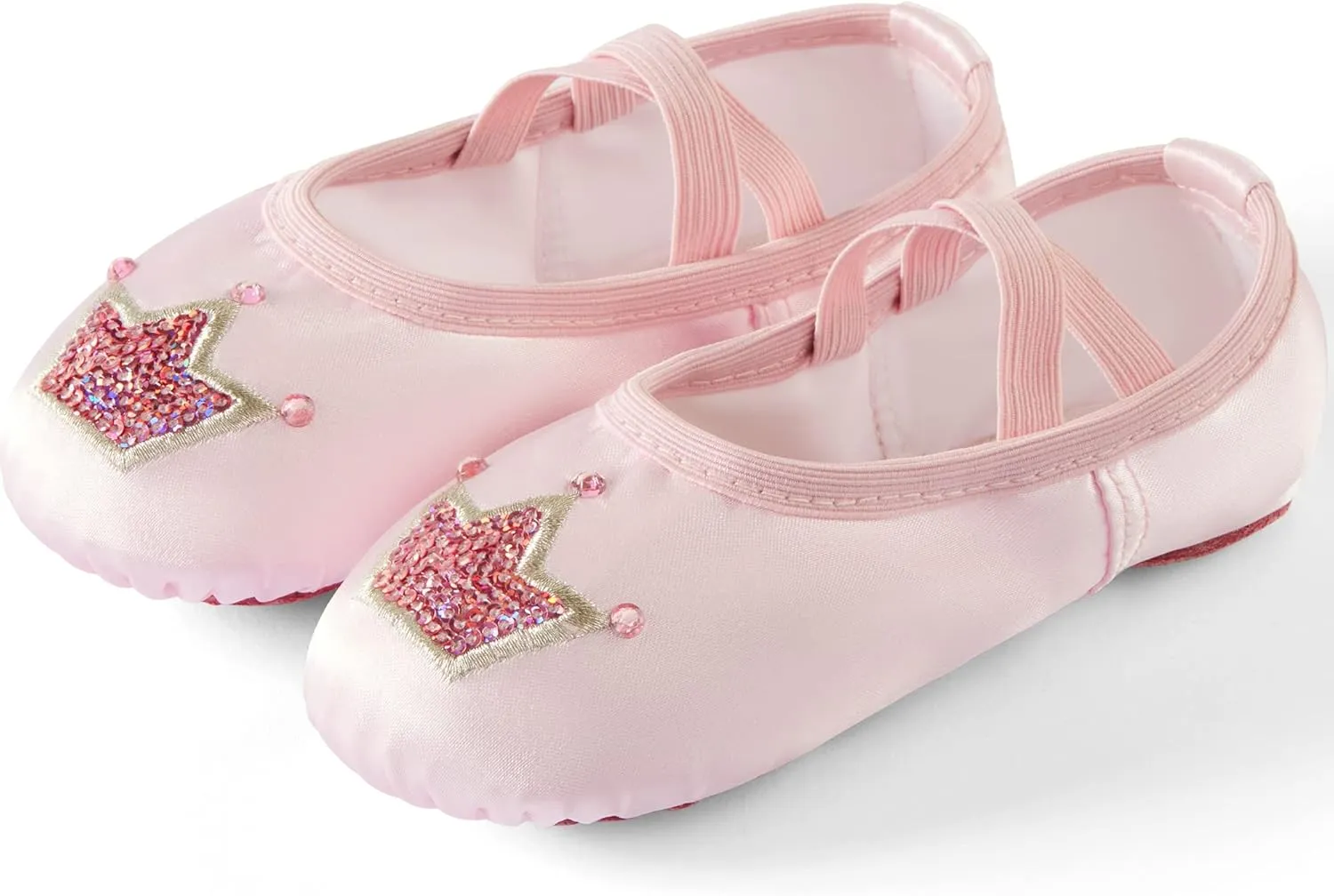 TRIPLE DEER Ballet Shoes for Girls, Satin Dance Practice Slippers Split Soft Leather Flat Sole Yoga Gymnastics Shoes (Toddler/Little/Big Kid)