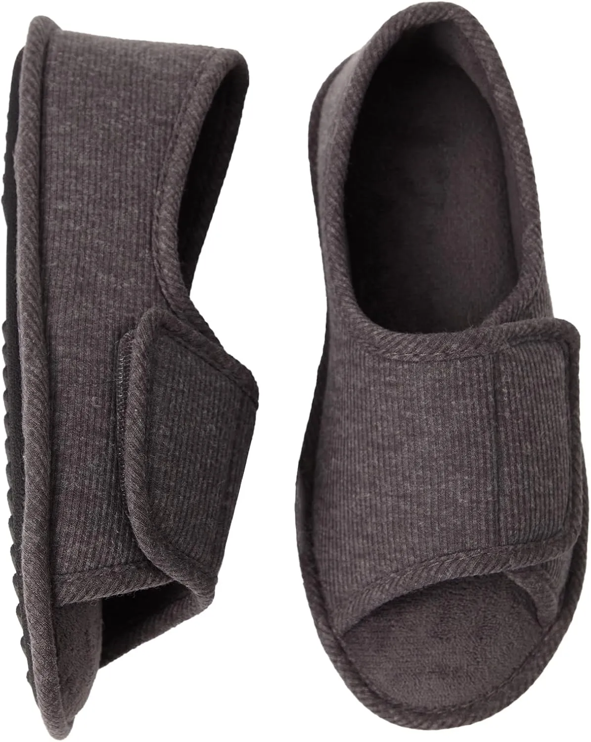 WALKFUN Men's and Women's Diabetic Shoes Open Toe Memory Foam Slippers Adjustable Closure Non-slip House Shoes