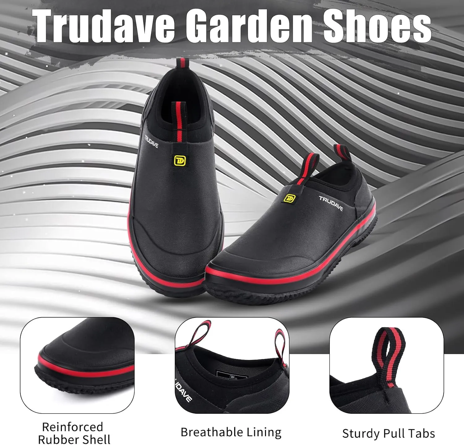 Waterproof Garden Shoes, Men's Rain Boots Women's Slip-On Footwear Rubber Neoprene Camp Booties Unisex Rain Shoe for Gardening, Farming, Car Wash, Lawn Care and Yard Work