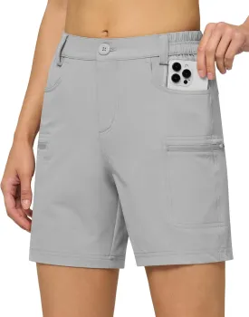 Willit Women's 7" Hiking Golf Shorts Stretch Qucik Dry with Cargo Pockets Water Resistant Outdoor Summer