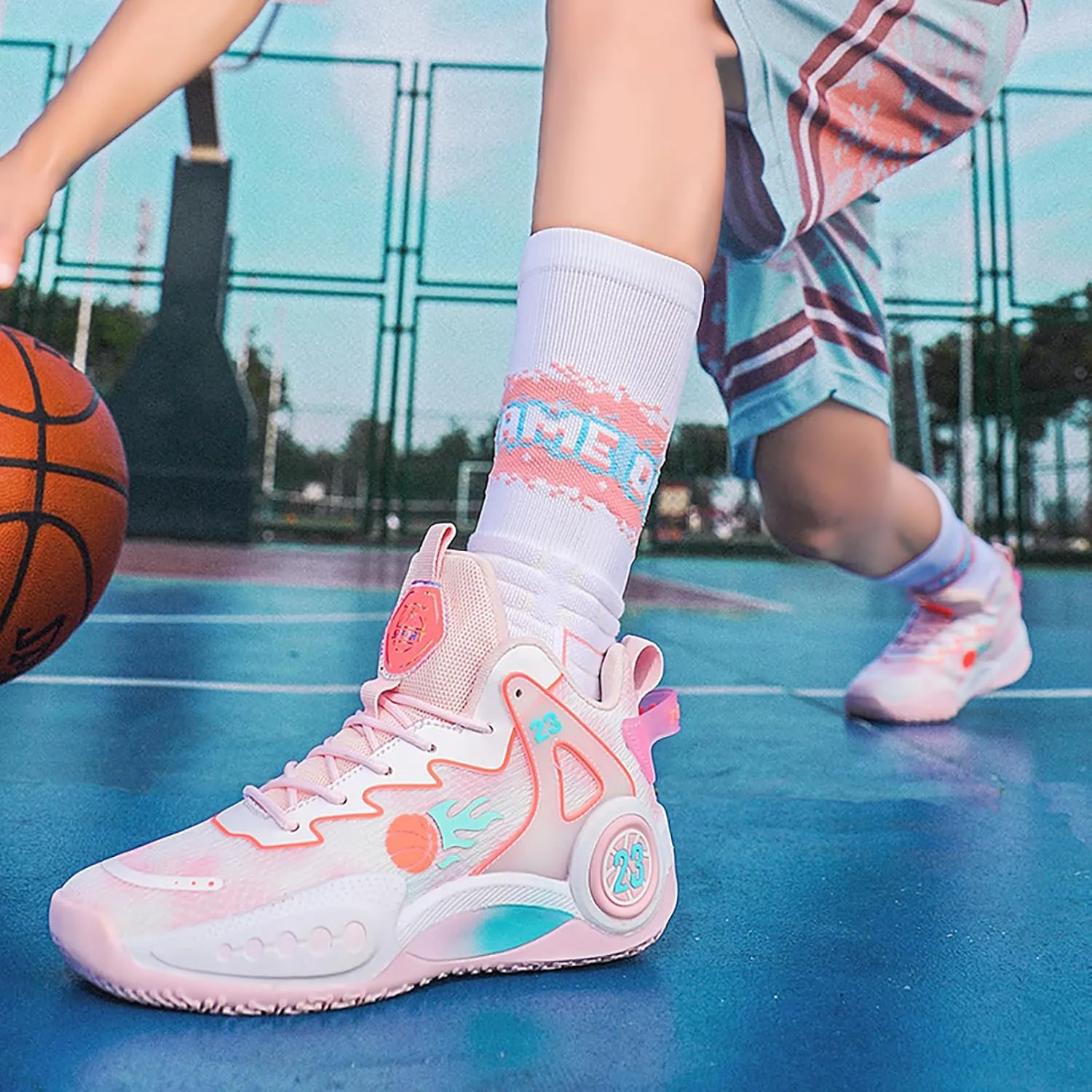 Women Men Basketball Shoes Casual Fashion High Top Lace Up Running Sneakers Color Blocking Sport Shoes Walking Tennis Shoes