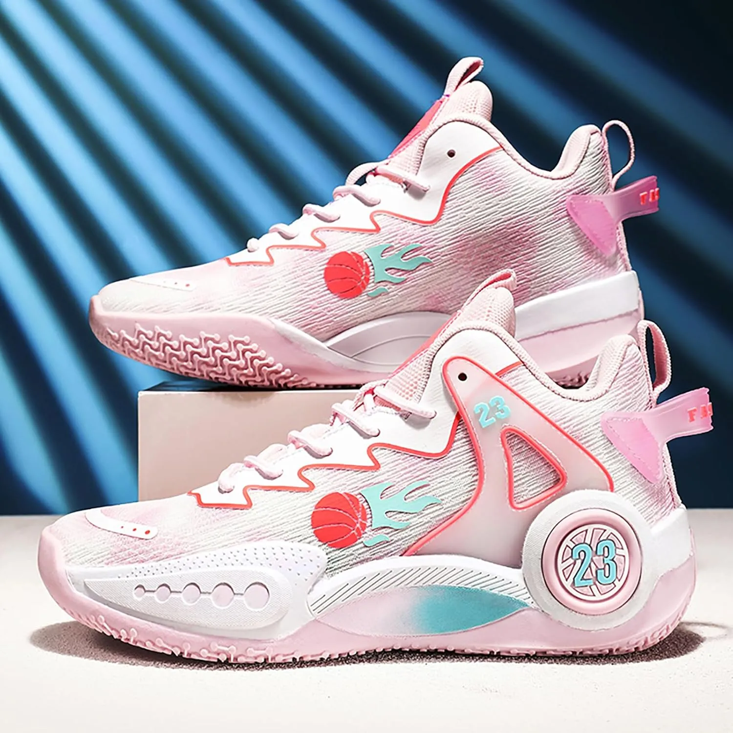 Women Men Basketball Shoes Casual Fashion High Top Lace Up Running Sneakers Color Blocking Sport Shoes Walking Tennis Shoes