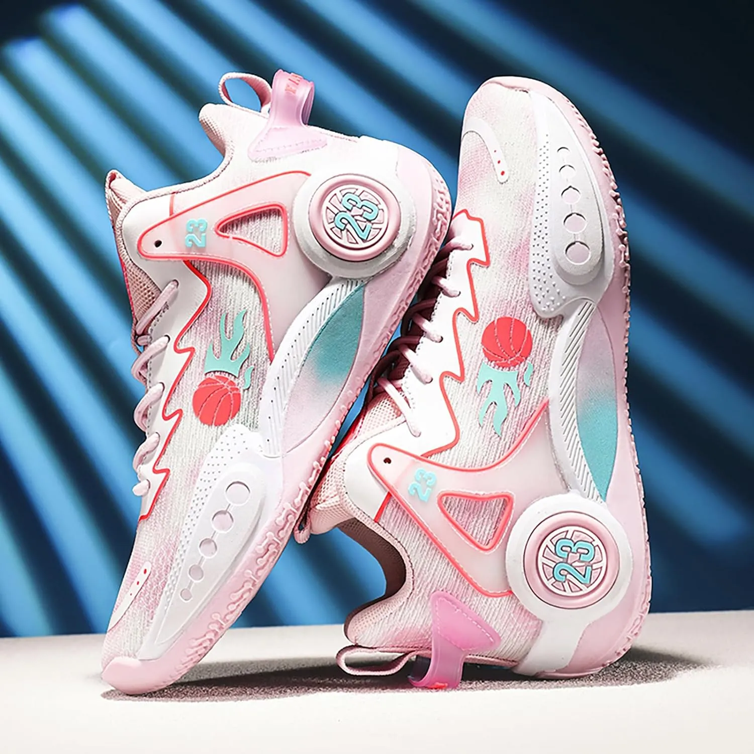 Women Men Basketball Shoes Casual Fashion High Top Lace Up Running Sneakers Color Blocking Sport Shoes Walking Tennis Shoes
