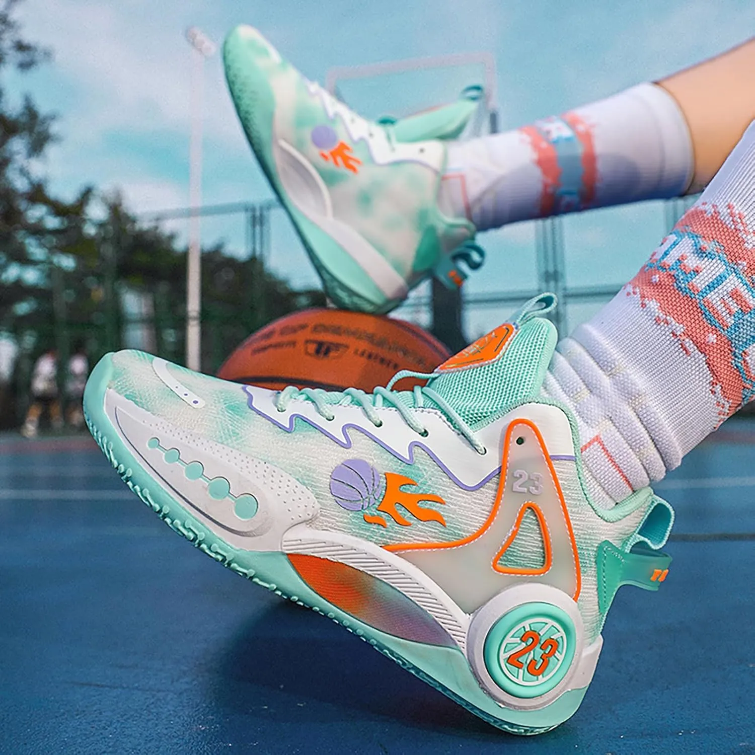Women Men Basketball Shoes Casual Fashion High Top Lace Up Running Sneakers Color Blocking Sport Shoes Walking Tennis Shoes
