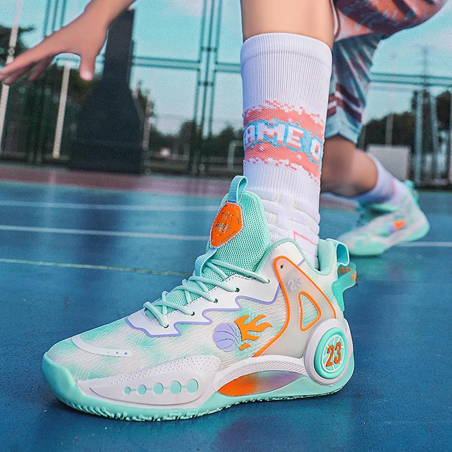 Women Men Basketball Shoes Casual Fashion High Top Lace Up Running Sneakers Color Blocking Sport Shoes Walking Tennis Shoes