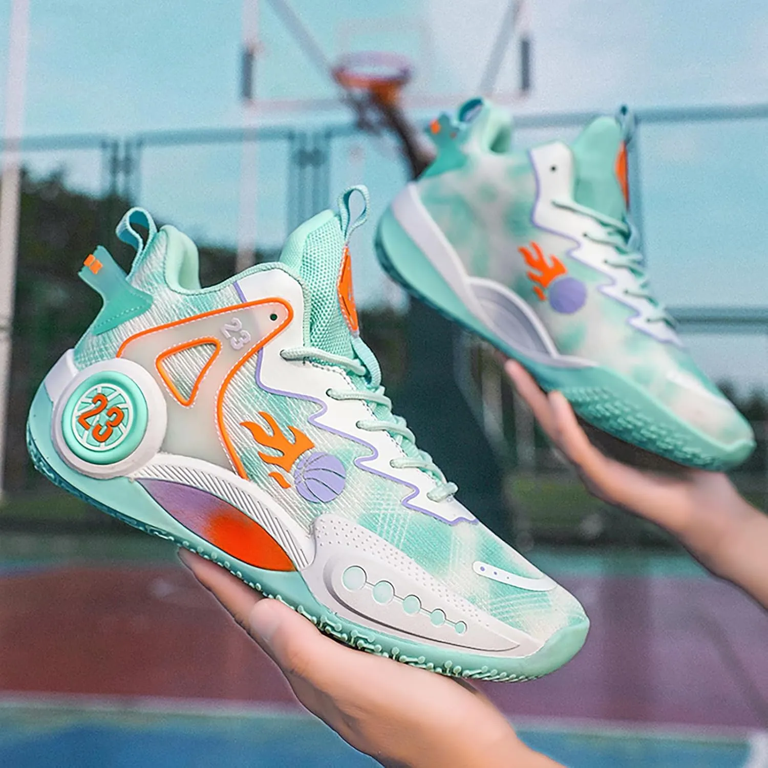 Women Men Basketball Shoes Casual Fashion High Top Lace Up Running Sneakers Color Blocking Sport Shoes Walking Tennis Shoes