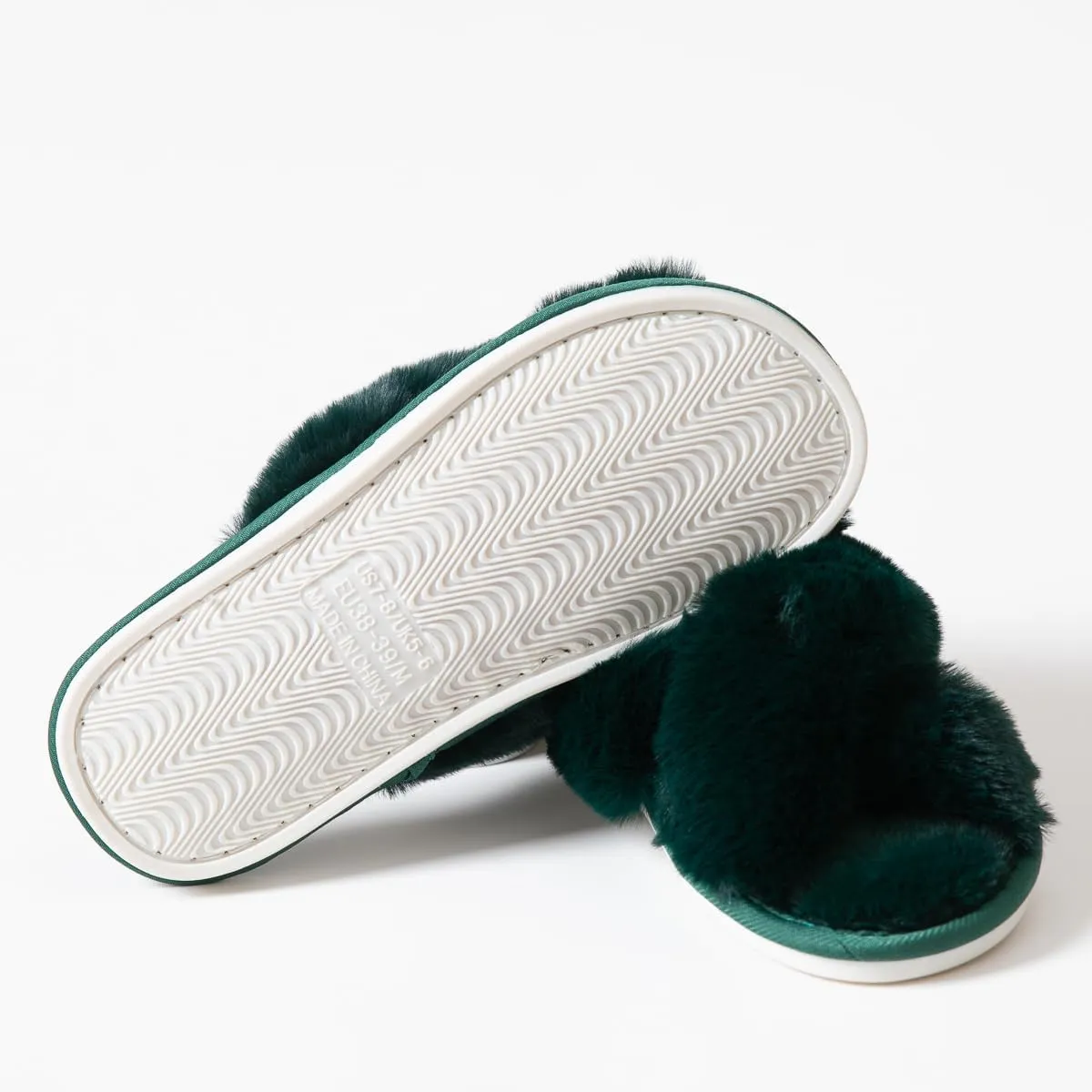 Women's Cross Band Fuzzy Slippers Fluffy Open Toe House Slippers