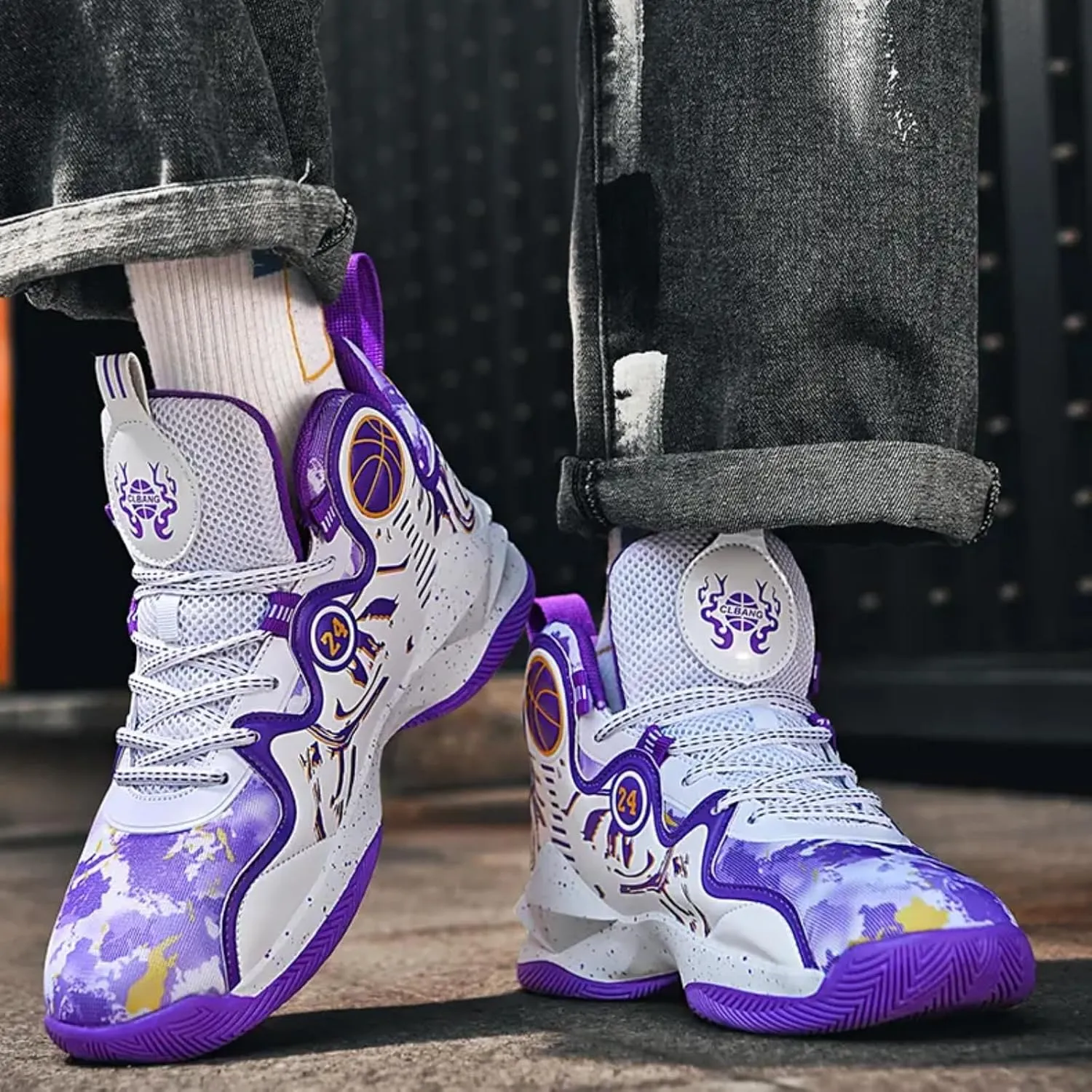 Womens Fashion High Top Basketball Shoes Outdoor Lightweight Sport Shoes Non Slip Tennis Volleyball Athletic Sneakers