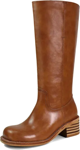 Women's Knee High Boots Square Toe Chunky Block Heel Long Boots for Women Comfortable Low Heel Womens Boots