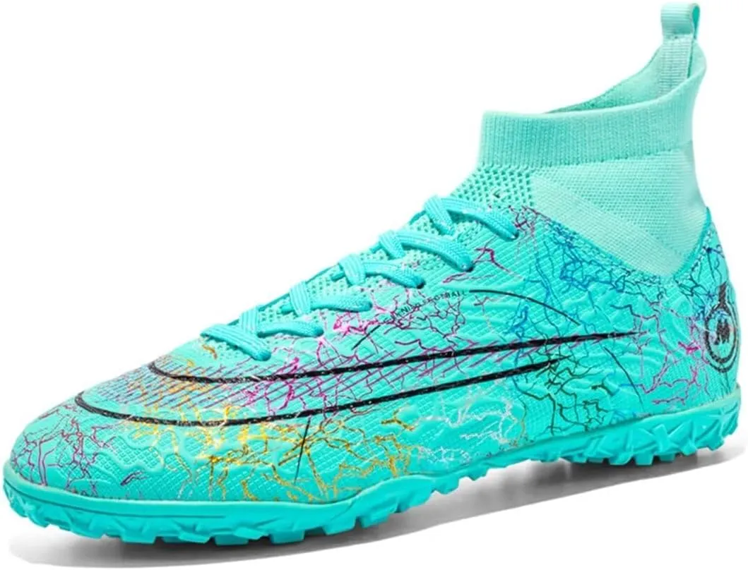 Youth Turf Soccer Shoes Mens Women High top Football Boots Indoor Athletic Ankle Shoes Spikes Indoor Soccer Cleats AG